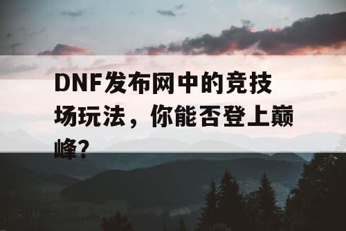 DNF发布网中的竞技场玩法，你能否登上巅峰？