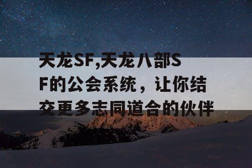 天龙SF,天龙八部SF的公会系统，让你结交更多志同道合的伙伴