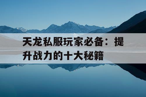 天龙私服玩家必备：提升战力的十大秘籍