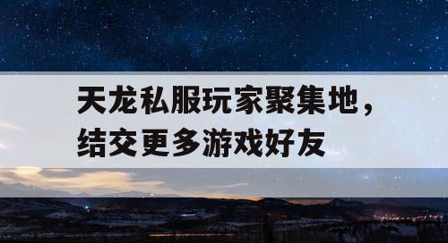 天龙私服玩家聚集地，结交更多游戏好友