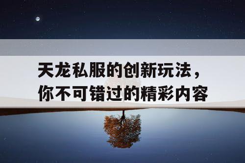 天龙私服的创新玩法，你不可错过的精彩内容