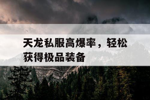 天龙私服高爆率，轻松获得极品装备