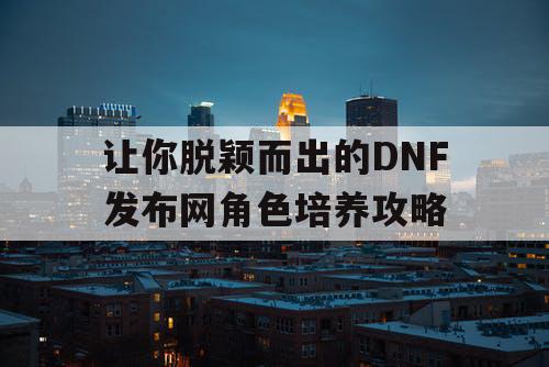 让你脱颖而出的DNF发布网角色培养攻略
