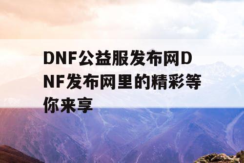 DNF公益服发布网DNF发布网里的精彩等你来享