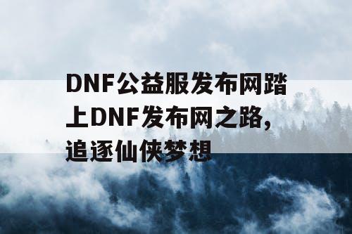 DNF公益服发布网踏上DNF发布网之路,追逐仙侠梦想