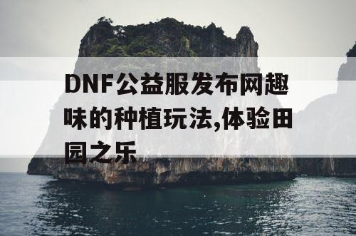 DNF公益服发布网趣味的种植玩法,体验田园之乐