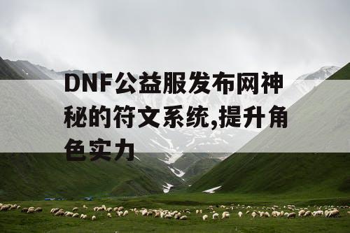 DNF公益服发布网神秘的符文系统,提升角色实力