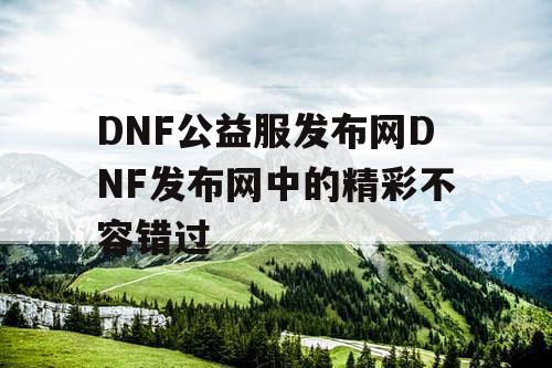 DNF公益服发布网DNF发布网中的精彩不容错过