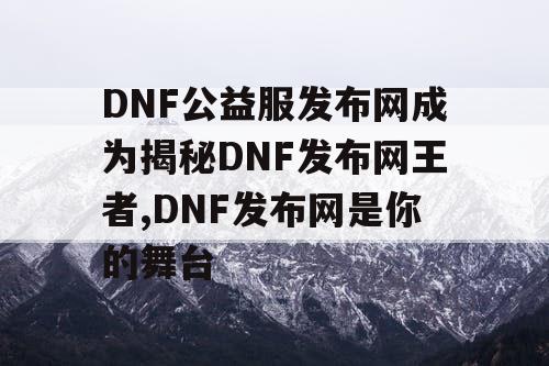 DNF公益服发布网成为揭秘DNF发布网王者,DNF发布网是你的舞台