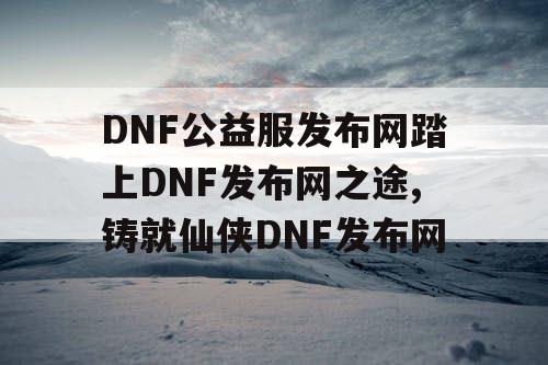 DNF公益服发布网踏上DNF发布网之途,铸就仙侠DNF发布网