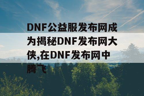 DNF公益服发布网成为揭秘DNF发布网大侠,在DNF发布网中腾飞