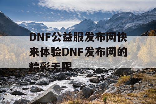 DNF公益服发布网快来体验DNF发布网的精彩无限