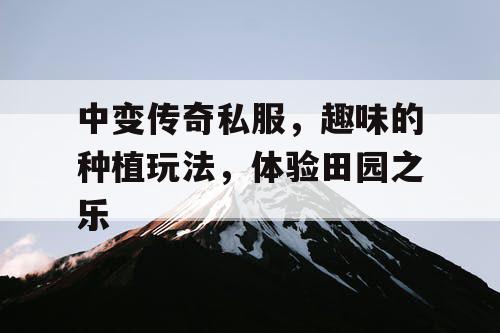 中变传奇私服，趣味的种植玩法，体验田园之乐