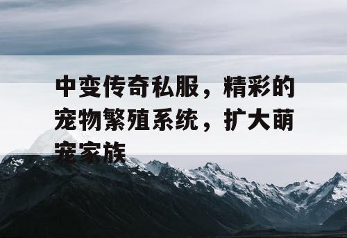 中变传奇私服，精彩的宠物繁殖系统，扩大萌宠家族