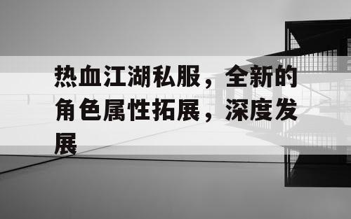 热血江湖私服，全新的角色属性拓展，深度发展