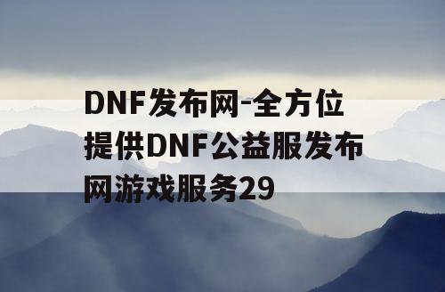 DNF发布网-全方位提供DNF公益服发布网游戏服务29
