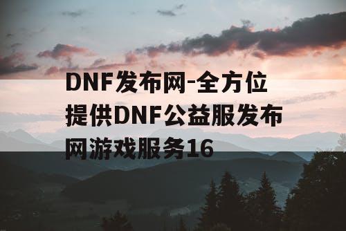 DNF发布网-全方位提供DNF公益服发布网游戏服务16