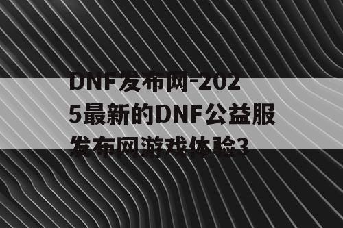DNF发布网-2025最新的DNF公益服发布网游戏体验3