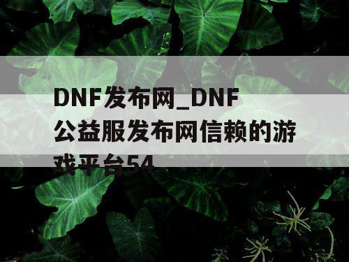 DNF发布网_DNF公益服发布网信赖的游戏平台54