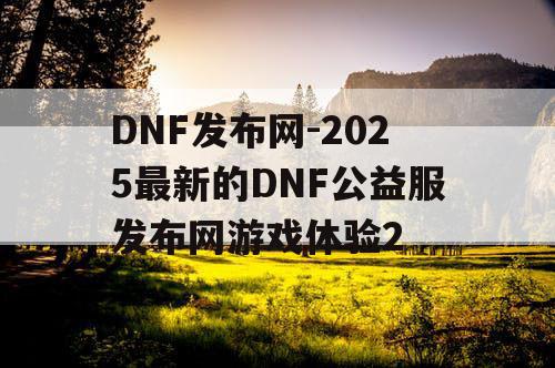 DNF发布网-2025最新的DNF公益服发布网游戏体验2