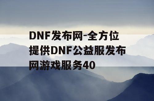 DNF发布网-全方位提供DNF公益服发布网游戏服务40