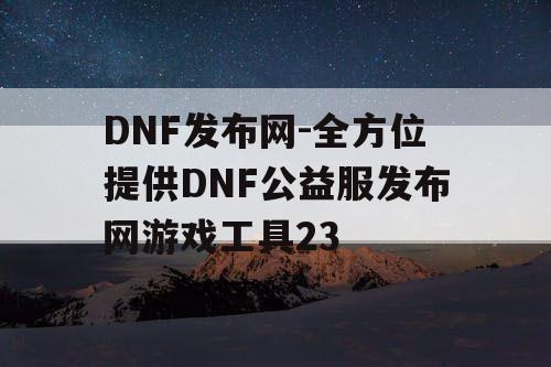 DNF发布网-全方位提供DNF公益服发布网游戏工具23