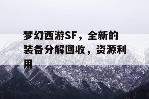 梦幻西游SF，全新的装备分解回收，资源利用