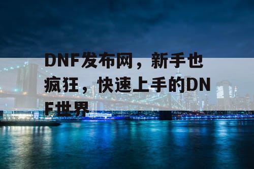 DNF发布网，新手也疯狂，快速上手的DNF世界