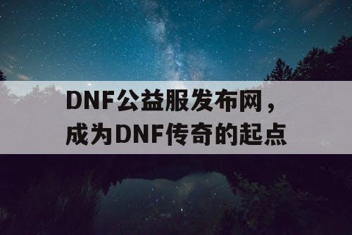 DNF公益服发布网，成为DNF传奇的起点