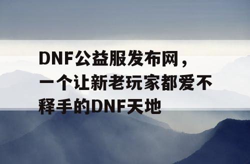 DNF公益服发布网，一个让新老玩家都爱不释手的DNF天地