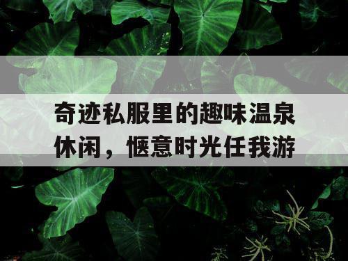 奇迹私服里的趣味温泉休闲,惬意时光任我游 奇迹私服里的趣味温泉休闲,惬意时光任我游