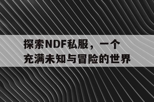 探索NDF私服，一个充满未知与冒险的世界