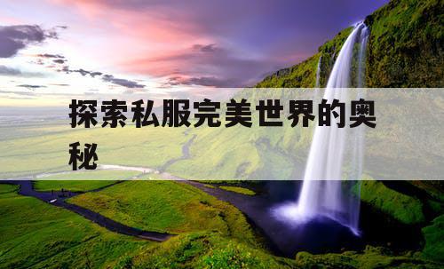 探索私服完美世界的奥秘