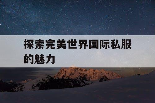 探索完美世界国际私服的魅力