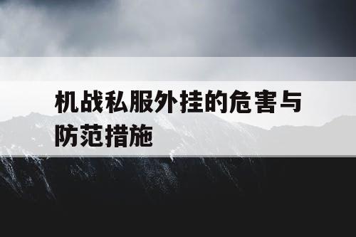 机战私服外挂的危害与防范措施