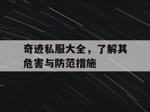 奇迹私服大全，了解其危害与防范措施