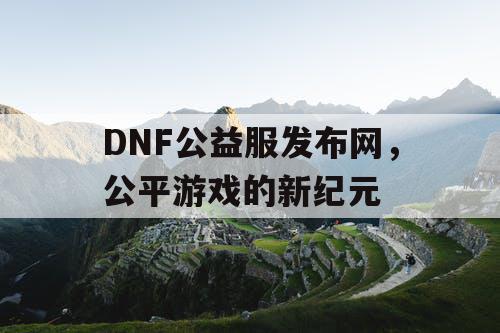 DNF公益服发布网，公平游戏的新纪元