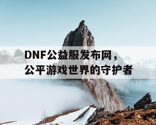 DNF公益服发布网，公平游戏世界的守护者