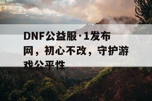 DNF公益服·1发布网，初心不改，守护游戏公平性