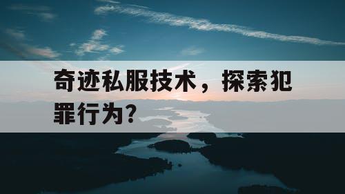 奇迹私服技术，探索犯罪行为？