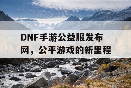 DNF手游公益服发布网，公平游戏的新里程