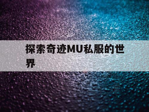 探索奇迹MU私服的世界