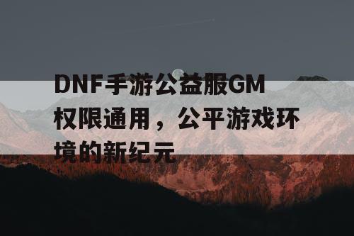 DNF手游公益服GM权限通用，公平游戏环境的新纪元
