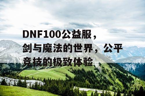 DNF100公益服，剑与魔法的世界，公平竞技的极致体验