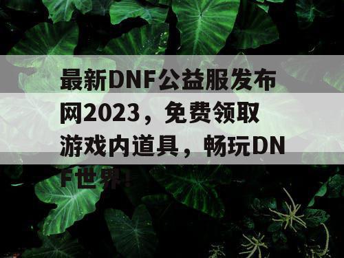 最新DNF公益服发布网2023，免费领取游戏内道具，畅玩DNF世界！