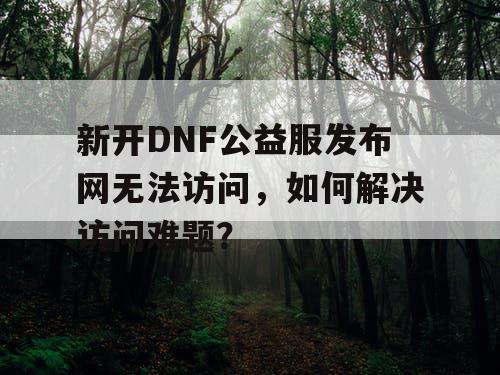 新开DNF公益服发布网无法访问，如何解决访问难题？