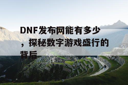 DNF发布网能有多少，探秘数字游戏盛行的背后