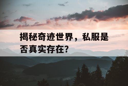 揭秘奇迹世界,私服是否真实存在? 揭秘奇迹世界,私服是否真实存在?