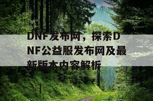 DNF发布网，探索DNF公益服发布网及最新版本内容解析