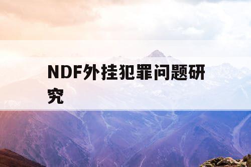 NDF外挂犯罪问题研究